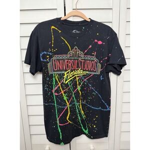 Universal Studios Vintage Retro Neon Paint Splatter T-Shirt Women's Size Medium